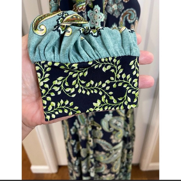 Susan Graver Sheath Dress Blue Green Paisley Floral Print Size XLP - Picture 4 of 6